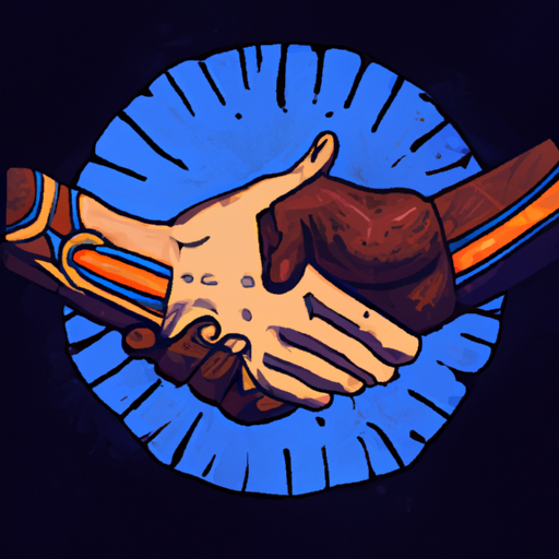איור של לחיצת יד בין שני אנשים לסמל עסקה